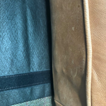 Granby 3 Seater Sofa in Harris Tweed Green & Leather - Ex Display