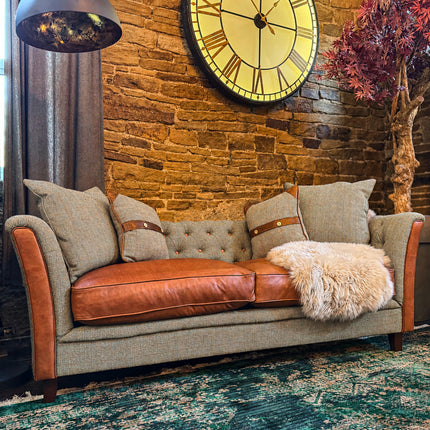 granby in harris tweed green 3 seater sofa