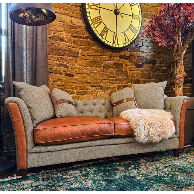 granby in harris tweed green 3 seater sofa