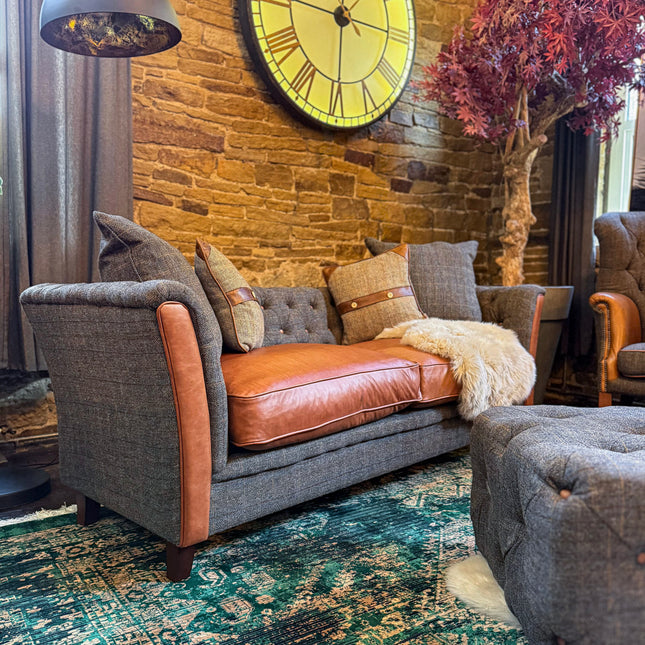Granby Chesterfield Sofa in Harris Tweed & Leather - New