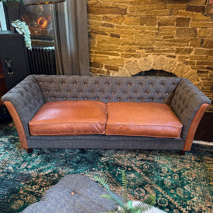 Granby Chesterfield Sofa in Harris Tweed & Leather - New