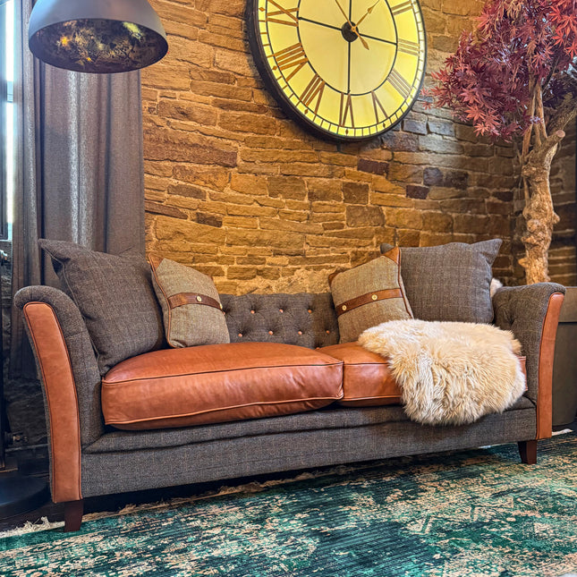 Granby Chesterfield Sofa in Harris Tweed & Leather - New