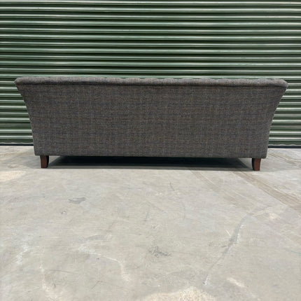 Granby Chesterfield 3 Seater Sofa in Harris Tweed Grey & Leather - Ex Display