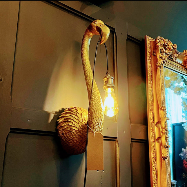 Flamingo Hanging Wall Lamp Antique Gold