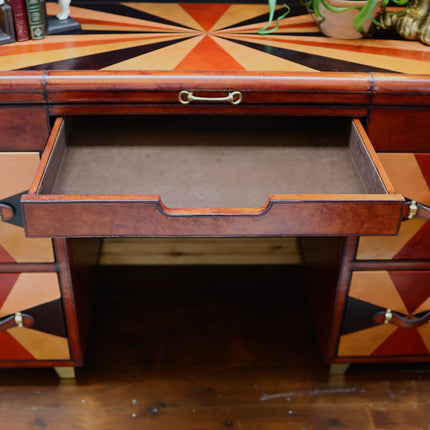 Leather Tri-Colour Writing Desk - Handcrafted