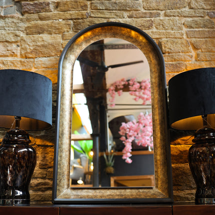 Arch Wall Black & Antique Gold Mirror