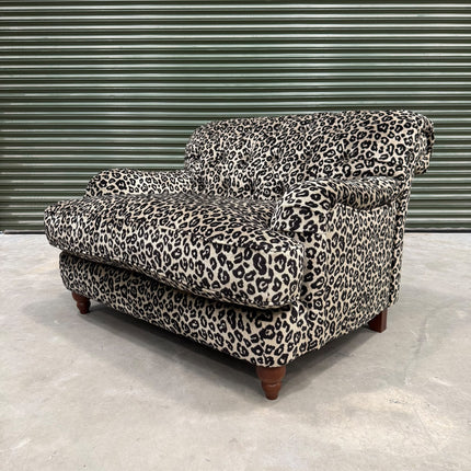 Eaton Chesterfield Loveseat Snuggler in Cheetah Cream - Factory Seconds