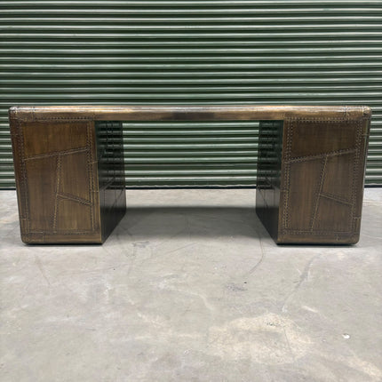 Timothy Aviator Desk with Antique Brass Finish - Ex Display