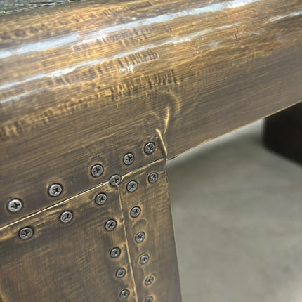 Timothy Aviator Desk with Antique Brass Finish - Ex Display