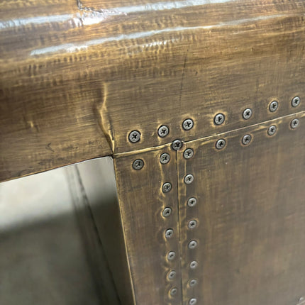Timothy Aviator Desk with Antique Brass Finish - Ex Display