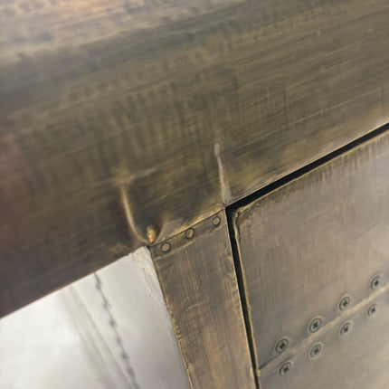 Timothy Aviator Desk with Antique Brass Finish - Ex Display