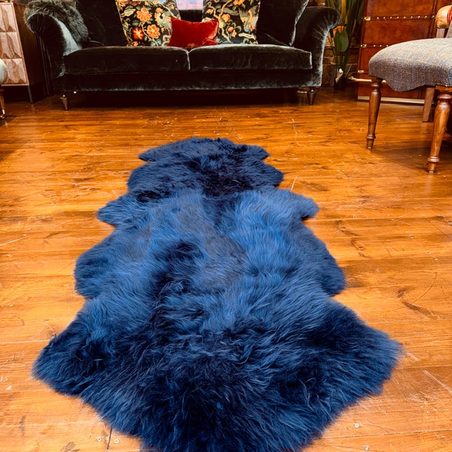 Sheepskin Rug in Navy (Double) - Clearance