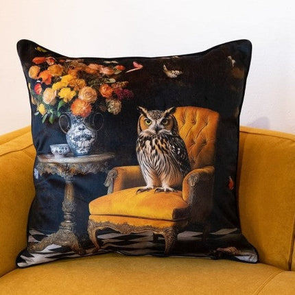 Cushion Scatter in The Nocturne Owl Velvet (Feather Filled) - 60 x 60cm