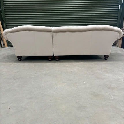 Oskar Chesterfield 2 Seater Rounded Chaise (RHF) in Plush Cream Velvet - Clearance