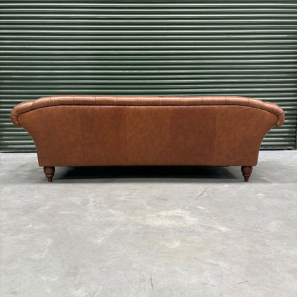 Oskar Italia Chesterfield 4 Seater Sofa in Saddle Leather - Ex Display