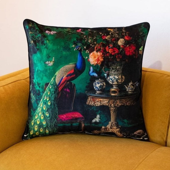Cushion Scatter in Curiosity Peacock Velvet (Feather Filled) 60 x 60cm