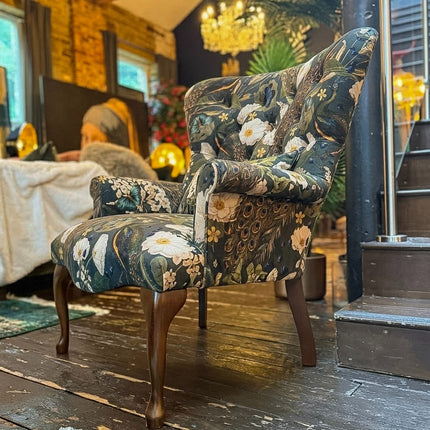 Belgravia Buttoned Wing Chair in Peacock Butterfly Teal