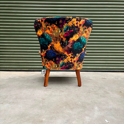 Selfridges Buttoned Wing Back Chair in Opal Flora Velvet
