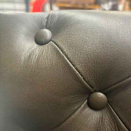 Highland Curved Chesterfield Bar Stool in Dark Green Leather - Ex Display