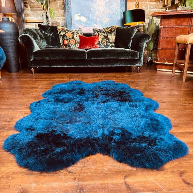 Sheepskin Rug in Navy (Quad) - Clearance