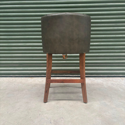 Highland Curved Chesterfield Bar Stool in Dark Green Leather - Ex Display