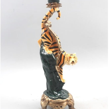 Antiqued Ornate Tiger Candle Holder