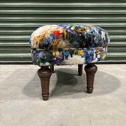 Crawford Footstool By Spink & Edgar in Royal Garden Sapphire - Ex Display