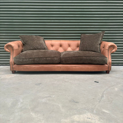 RPZ Fairfax 3 Seater Sofa in Eddy Khaki and Brown Leather