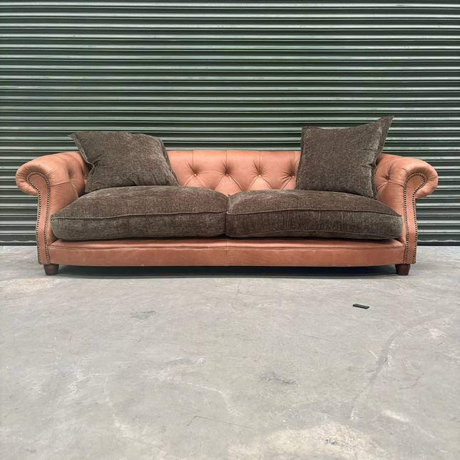 RPZ Fairfax 3 Seater Sofa in Eddy Khaki and Brown Leather