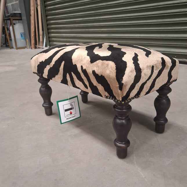 Selfridges Extra Small Footstool in Zebra Cream - Black Legs - Ex Display
