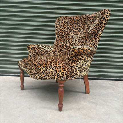 Selfridges Buttoned Wing Back Chair in Leopard Gold - Ex Display