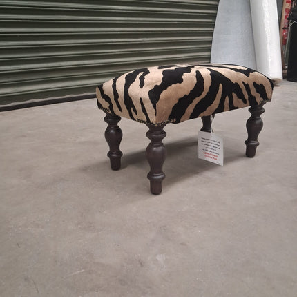 Selfridges Extra Small Footstool in Zebra Cream - Black Legs - Ex Display