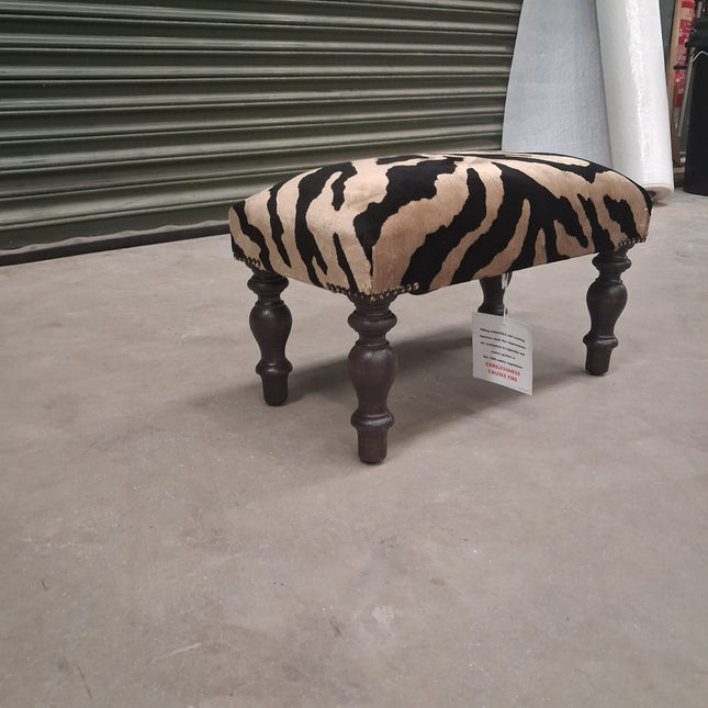Selfridges Extra Small Footstool in Zebra Cream - Black Legs - Ex Display