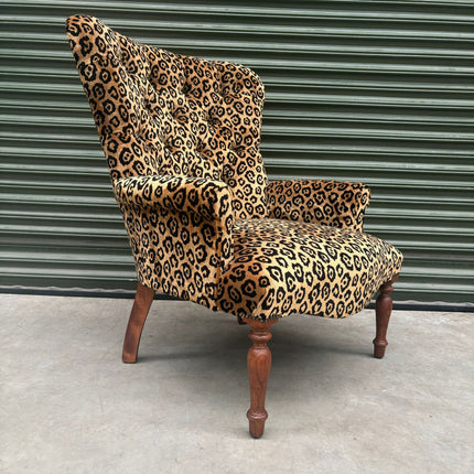 Selfridges Buttoned Wing Back Chair in Leopard Gold - Ex Display