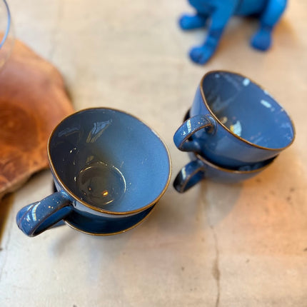 Set of 4 Uneven Blue Mugs