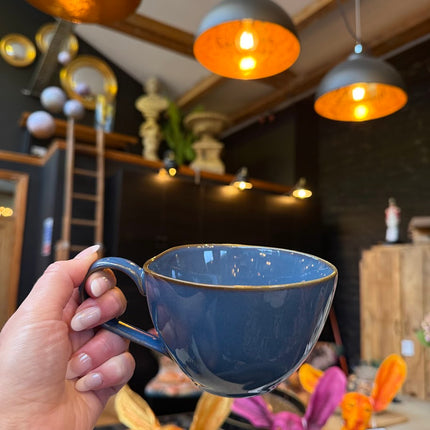 Set of 4 Uneven Blue Mugs