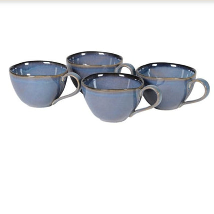 Set of 4 Uneven Blue Mugs
