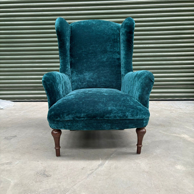 Winston Wingback Accent Chair in Sunshine Turquoise - Ex Display