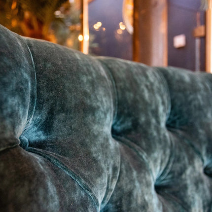 Belgravia Buttoned Wing Chair in Sunshine Turquoise & Bohemian Teal Paisley