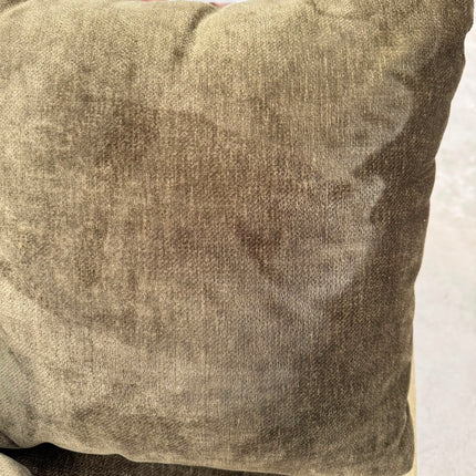 Theodore 3 Seater in Saddle Tan Leather and Derwent Olive Velvet- Ex Display