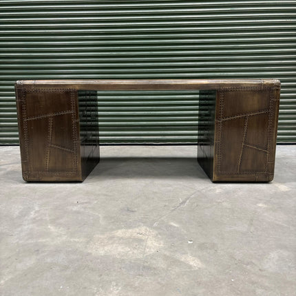 Timothy Aviator Desk with Antique Brass Finish - Ex Display