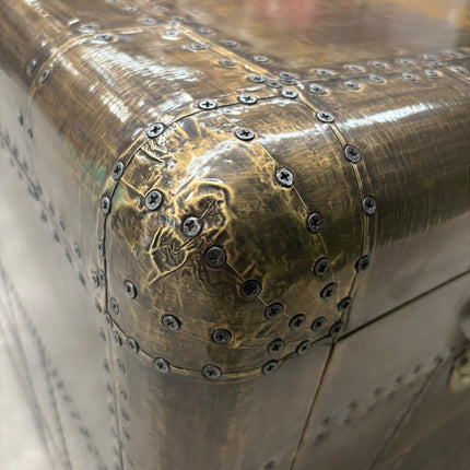 Timothy Aviator Desk with Antique Brass Finish - Ex Display