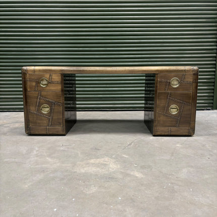 Timothy Aviator Desk with Antique Brass Finish - Ex Display