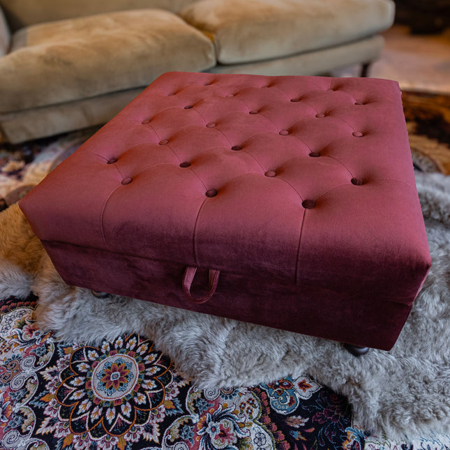 Truffle Storage Footstool in Plush Velvet