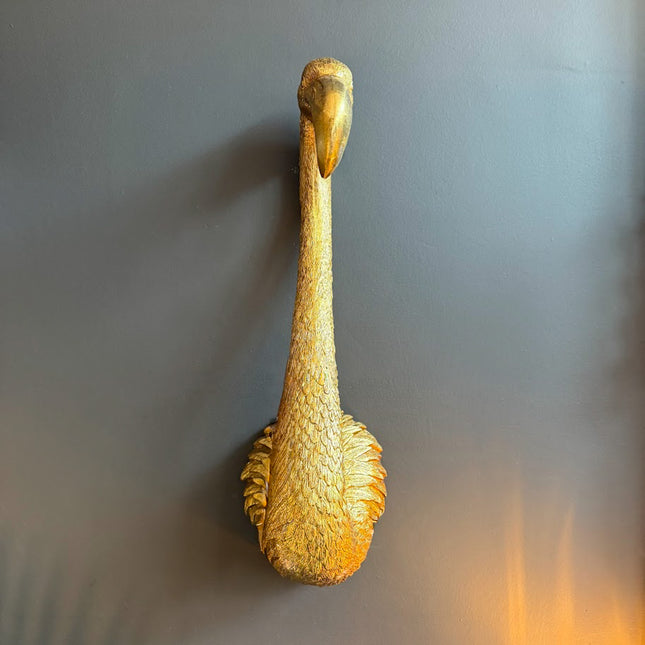 Antique Gold Flamingo Wall Head