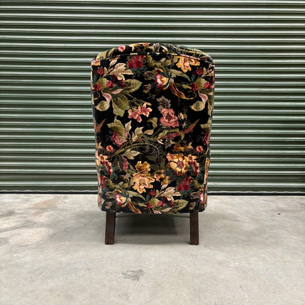 Winston Wingback Accent Chair in Hepworth Midnight Floral - Ex Display