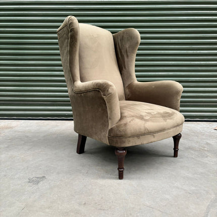 Winston Wingback Accent Chair in Plush Khaki - Factory Seconds