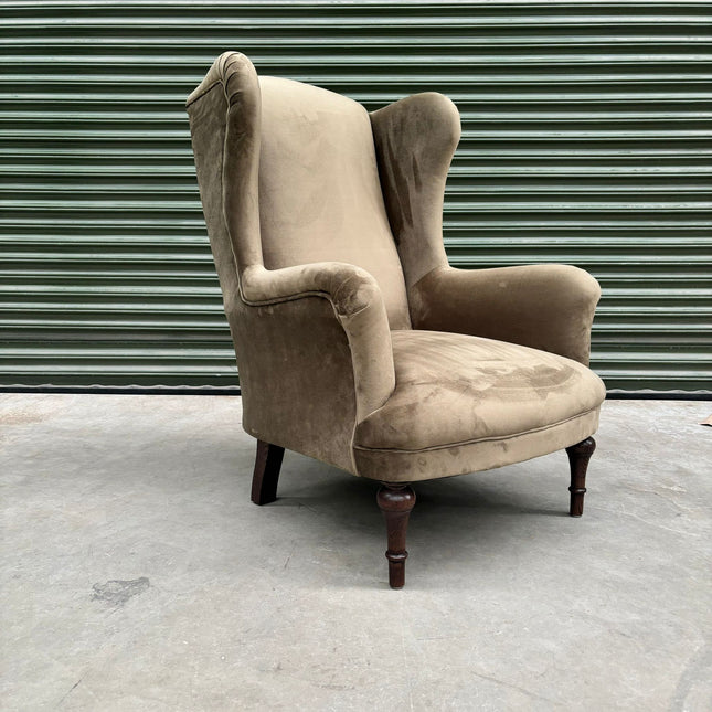 Winston Wingback Accent Chair in Plush Khaki - Factory Seconds