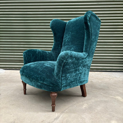 Winston Wingback Accent Chair in Sunshine Turquoise - Ex Display