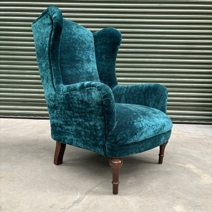 Winston Wingback Accent Chair in Sunshine Turquoise - Ex Display